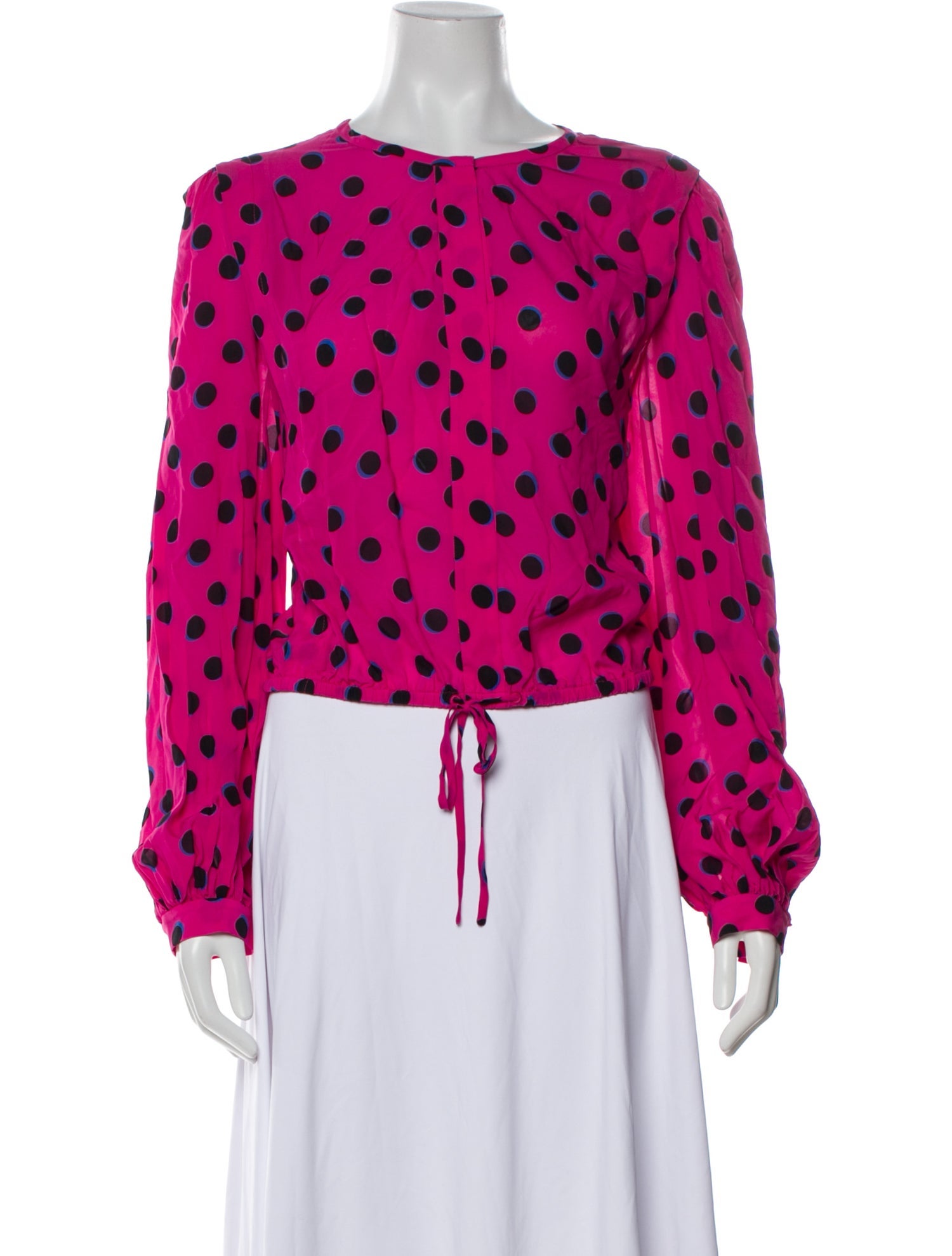 Derek Lam 10 Crosby Polka Dot Print Crew Neck Polo