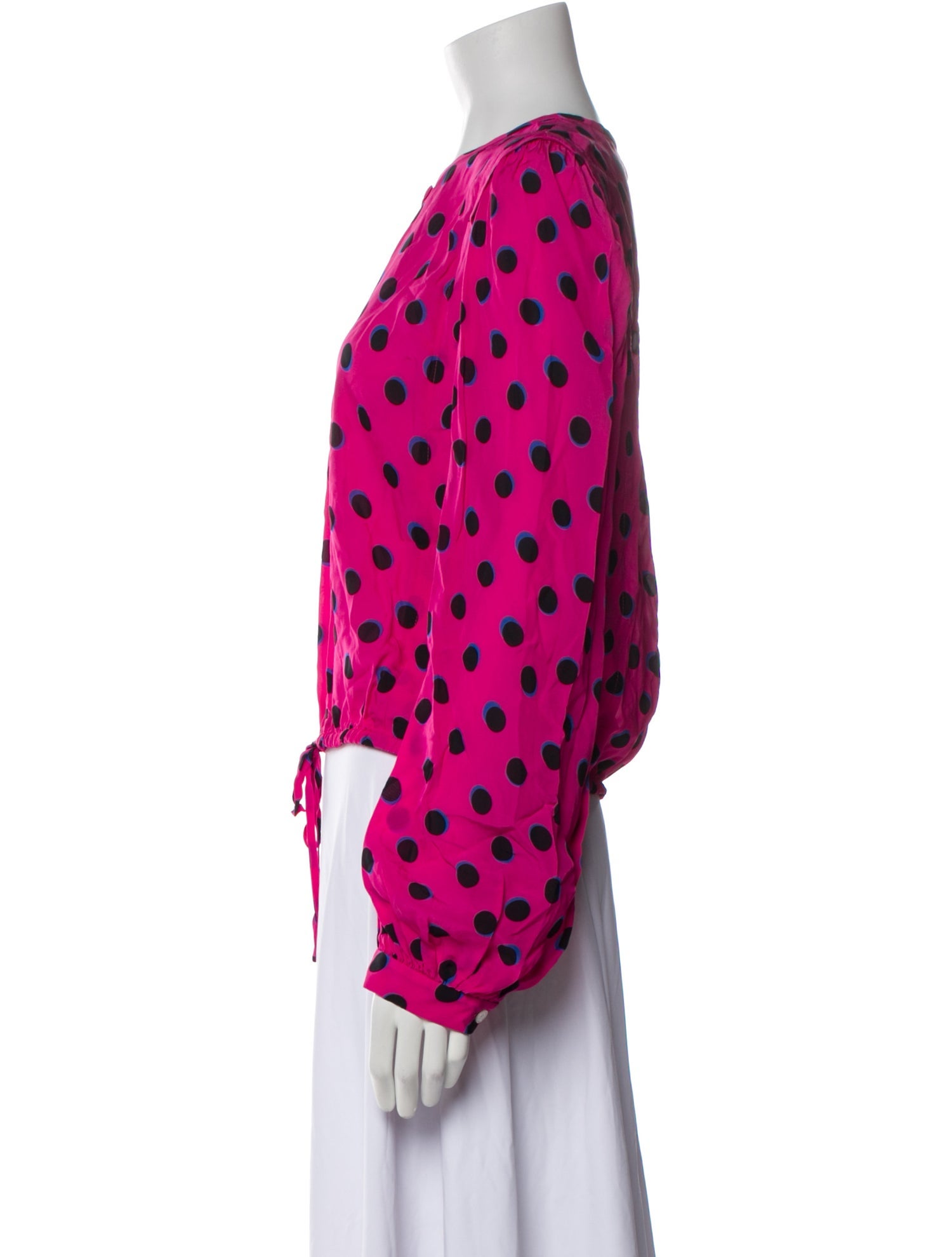 Derek Lam 10 Crosby Polka Dot Print Crew Neck Polo