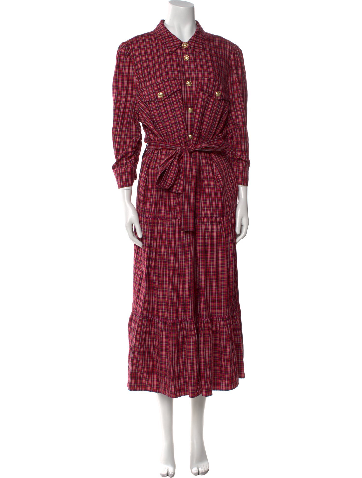 Derek Lam 10 Crosby Plaid Print Long Dress