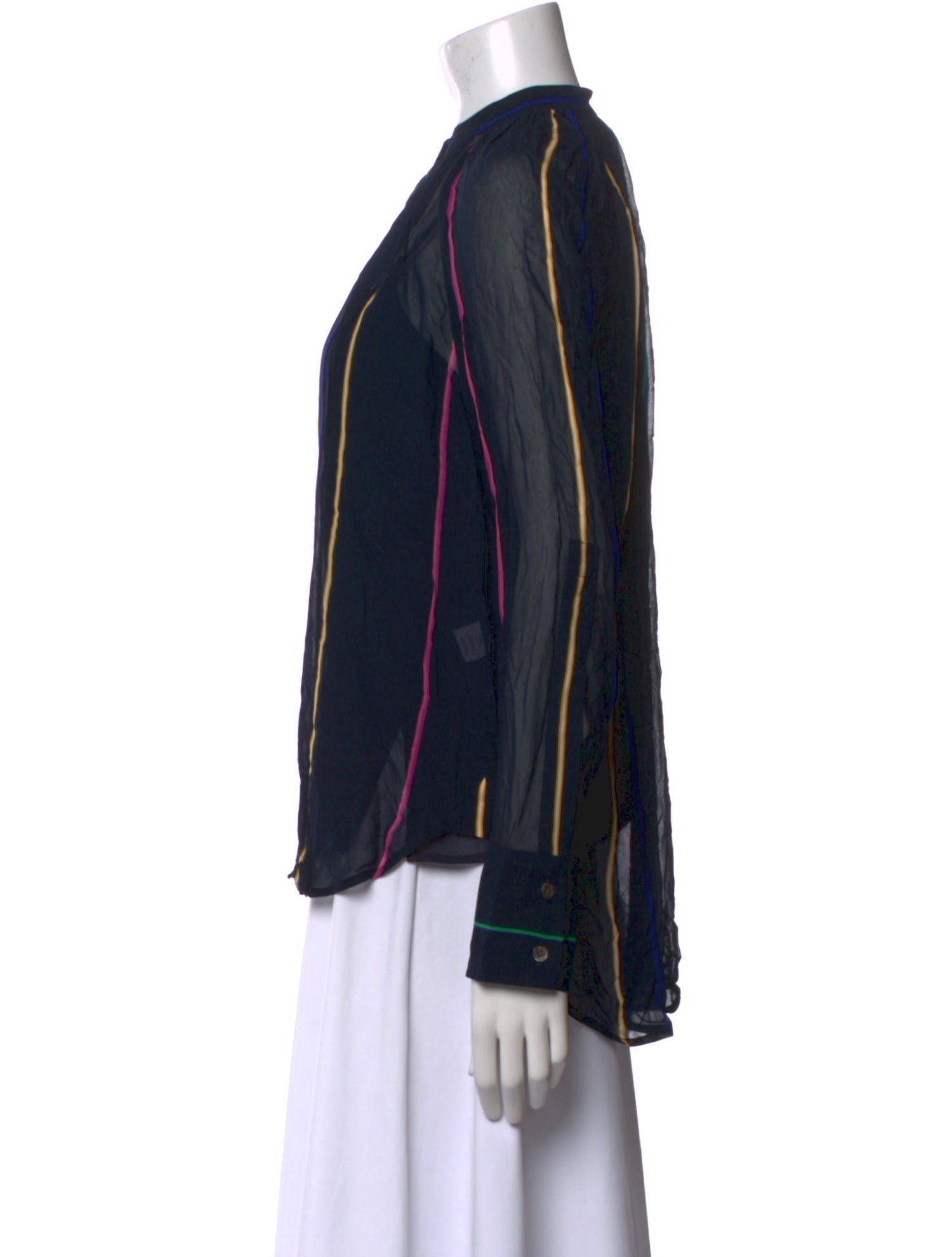 Derek Lam 10 Crosby Striped Mock Neck Button-Up Top w/ Tags