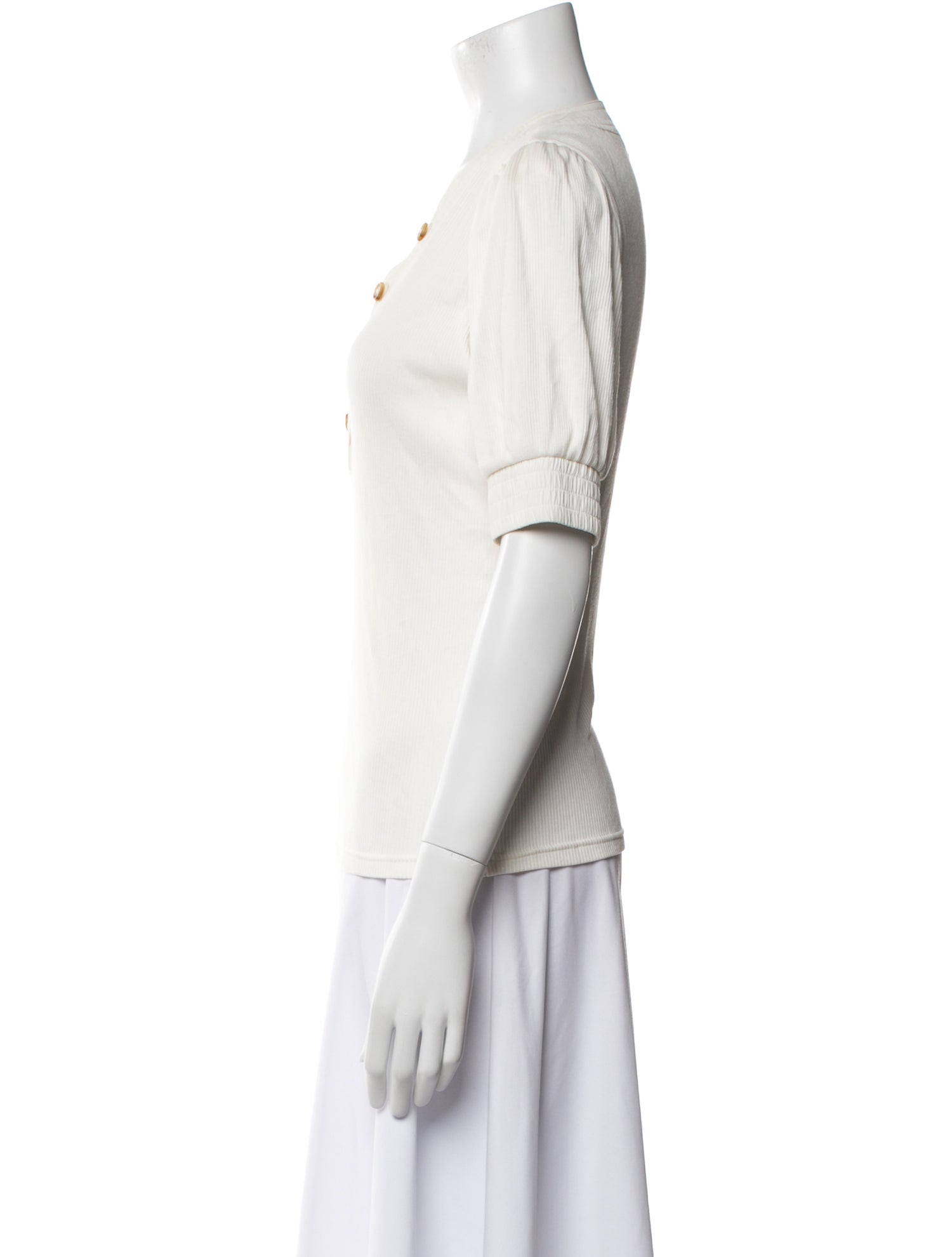 Derek Lam 10 Crosby V-Neck Three-Quarter Sleeve Polo