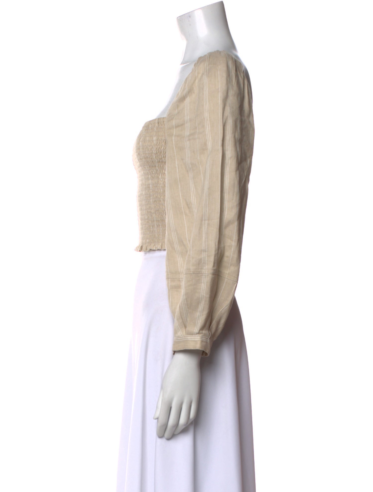 Derek Lam 10 Crosby Square Neckline Long Sleeve Crop Top