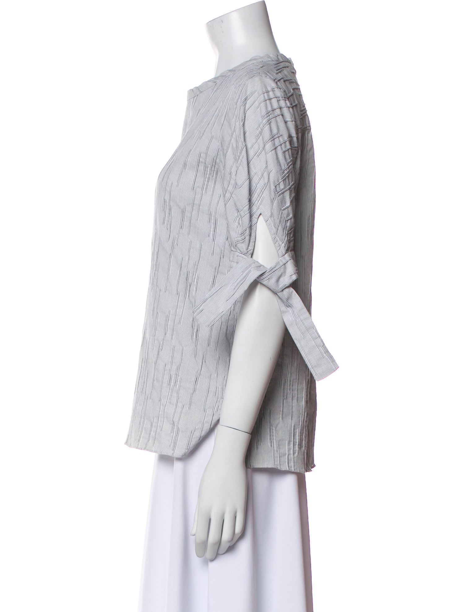 Derek Lam 10 Crosby Striped Crew Neck Button-Up Top