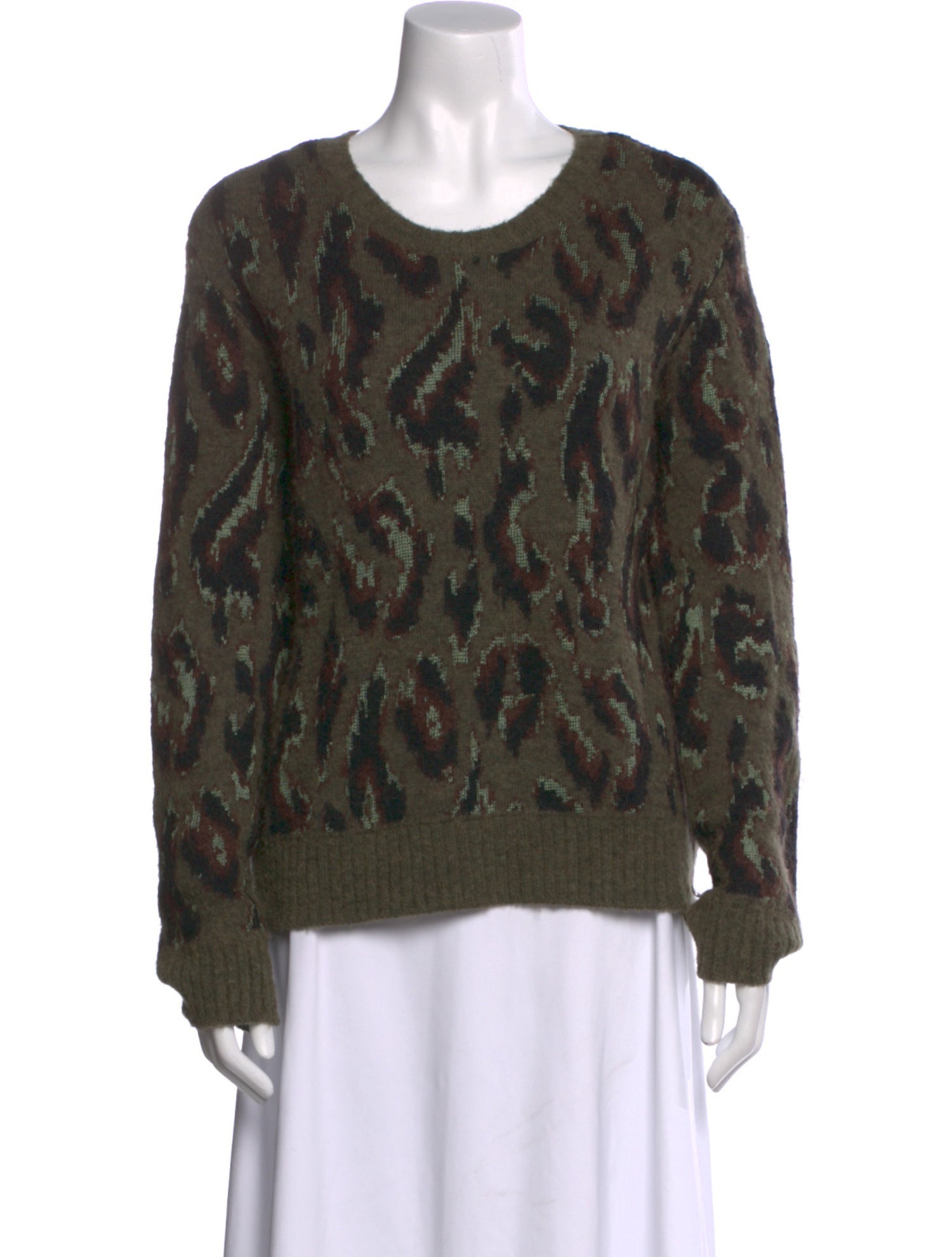 Derek Lam 10 Crosby Animal Print Crew Neck Sweater