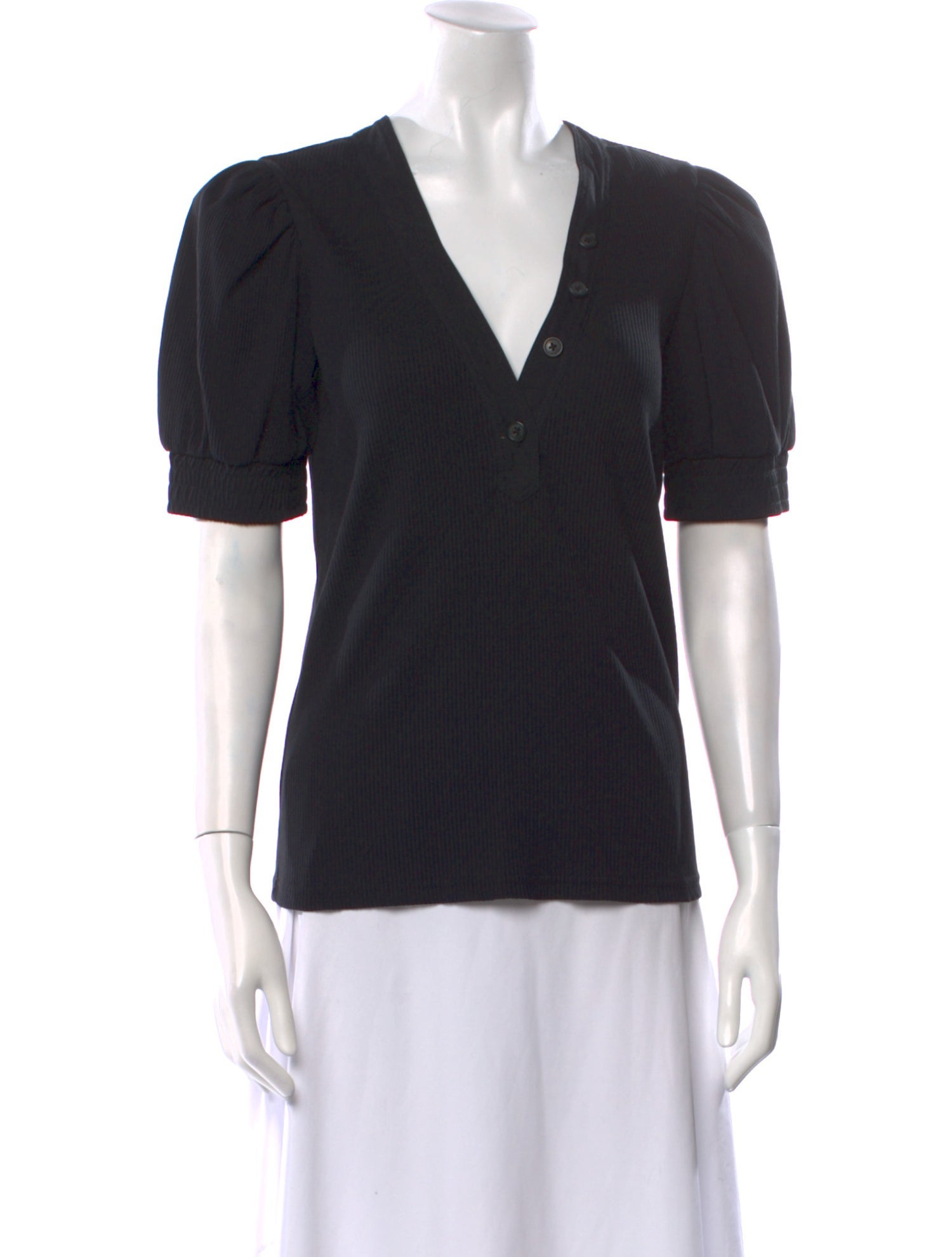 Derek Lam 10 Crosby V-Neck Short Sleeve Polo