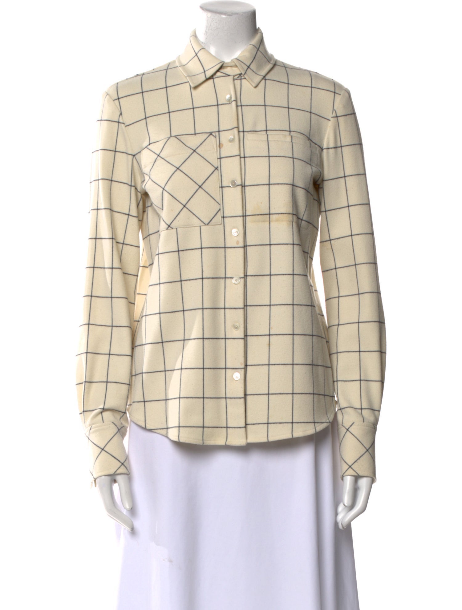 Derek Lam 10 Crosby Plaid Print Long Sleeve Button-Up Top
