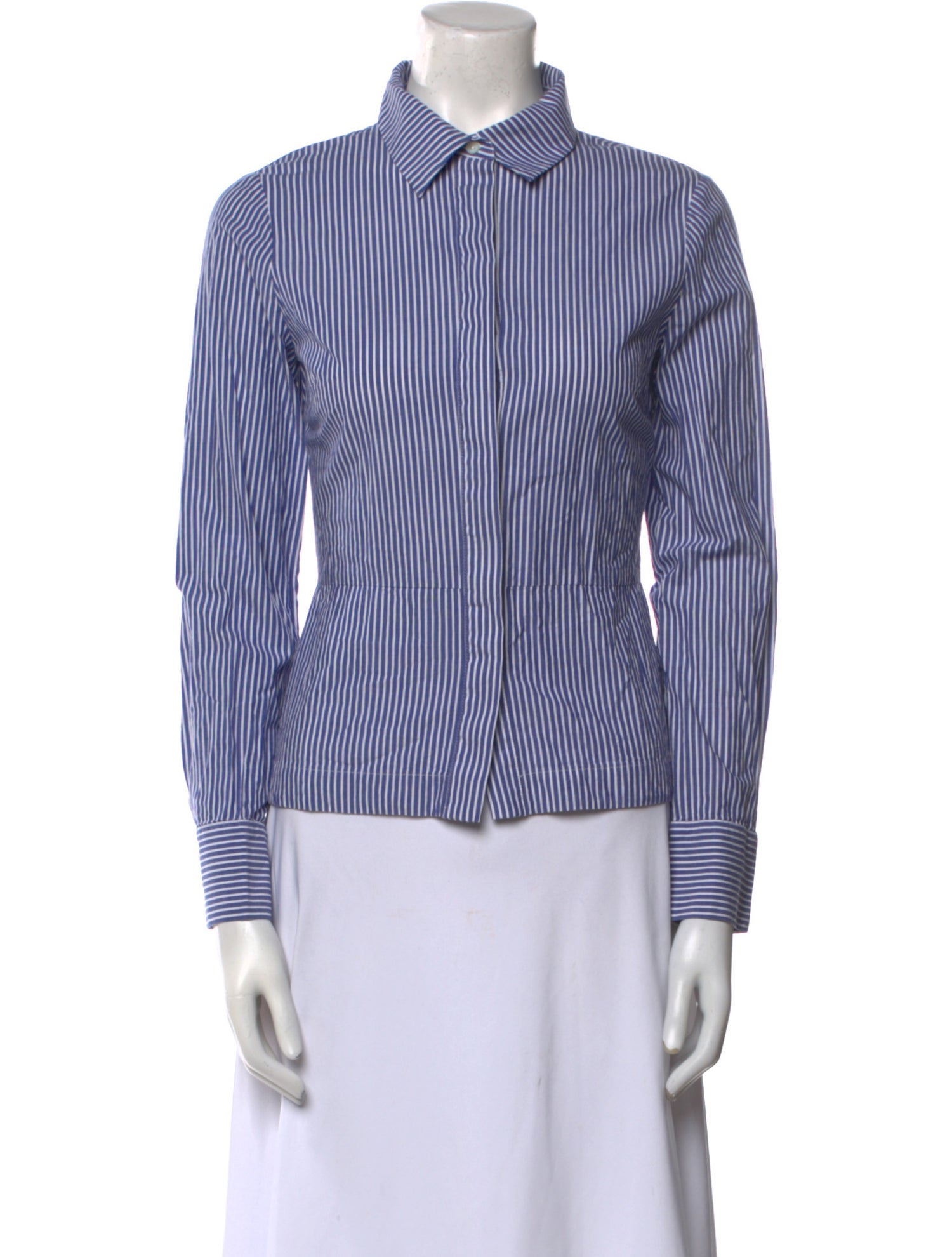 Derek Lam 10 Crosby Striped Long Sleeve Button-Up Top