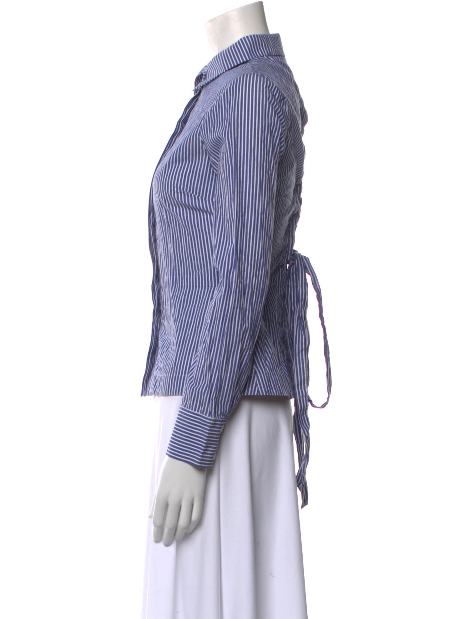 Derek Lam 10 Crosby Striped Long Sleeve Button-Up Top