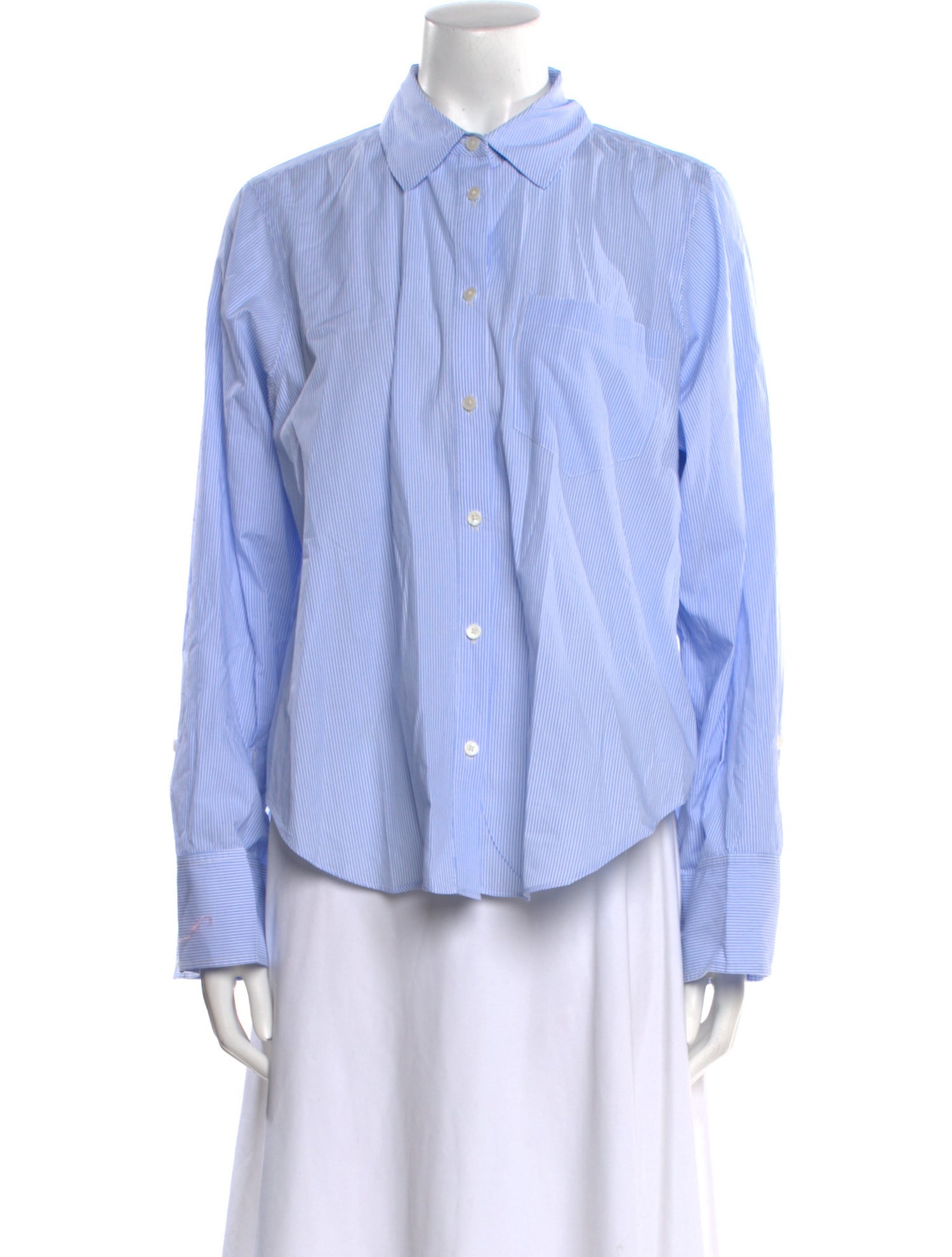 Derek Lam 10 Crosby Striped Long Sleeve Button-Up Top