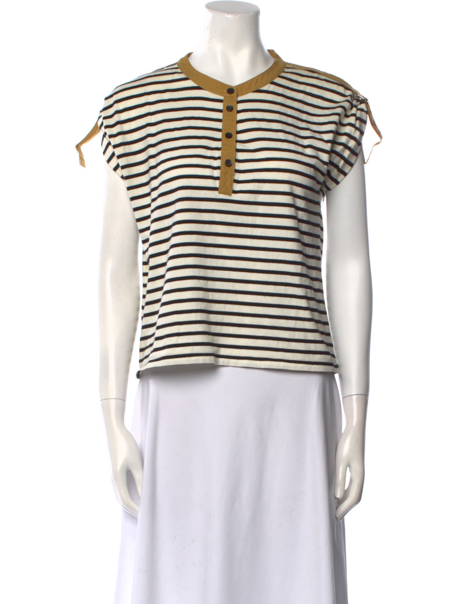 Derek Lam 10 Crosby Striped Crew Neck Polo