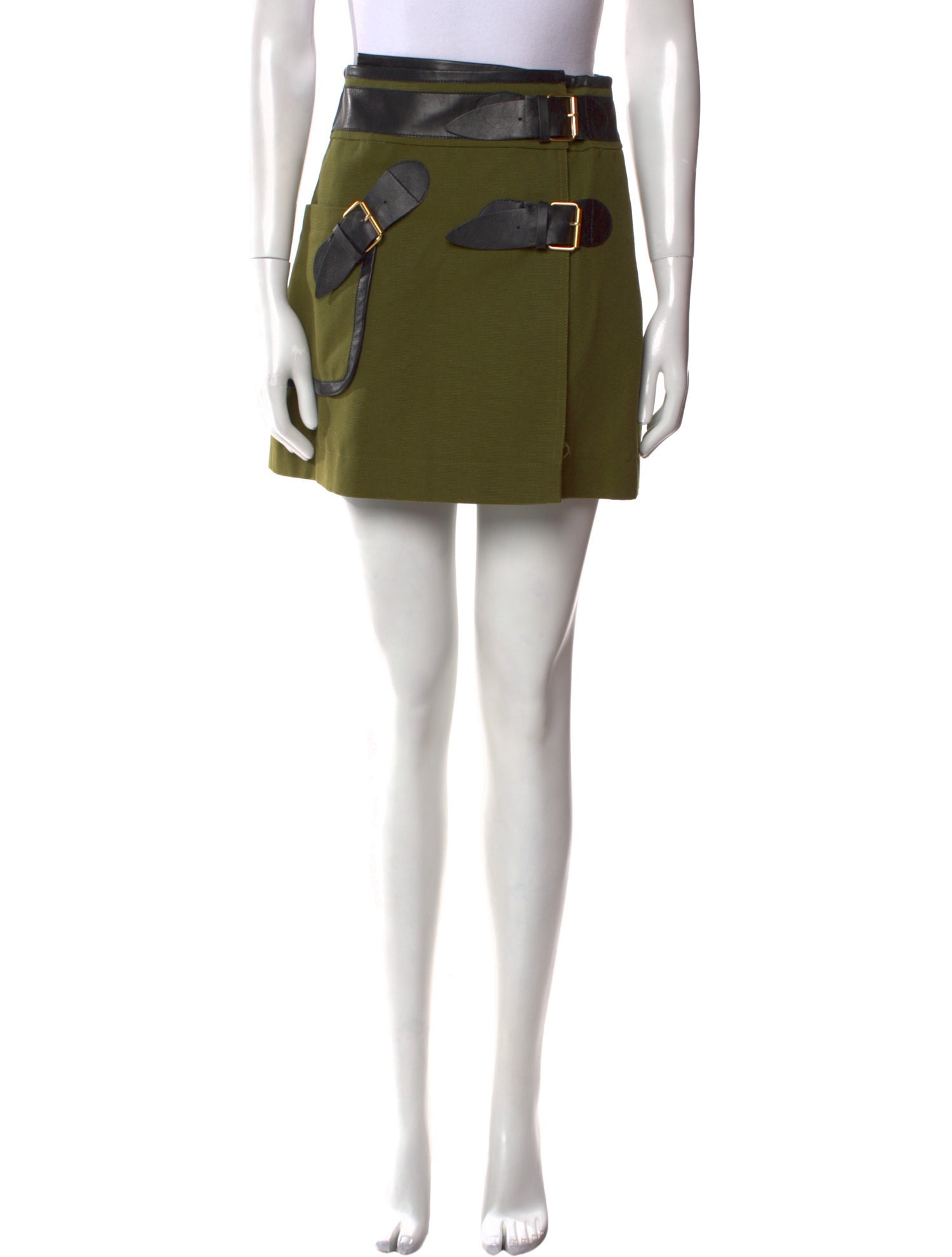 Derek Lam 10 Crosby Leather Trim Embellishment Mini Skirt