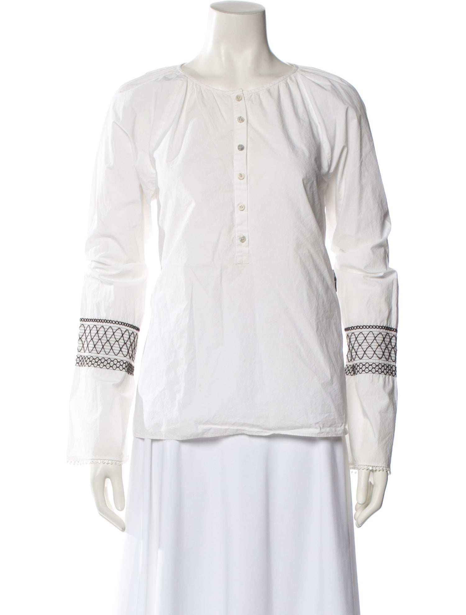 Derek Lam 10 Crosby Scoop Neck Three-Quarter Sleeve Blouse