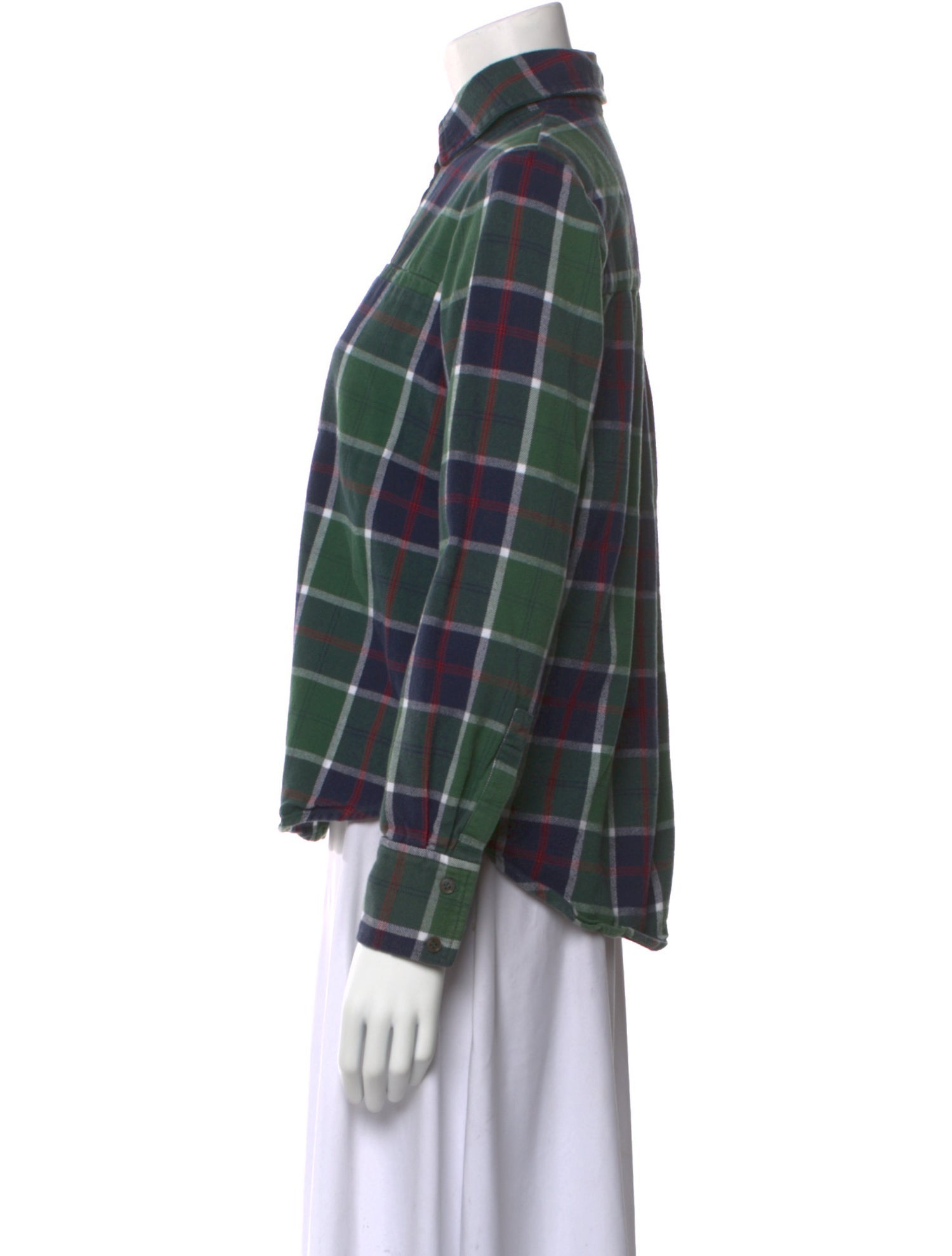 Derek Lam 10 Crosby Plaid Print Long Sleeve Button-Up Top