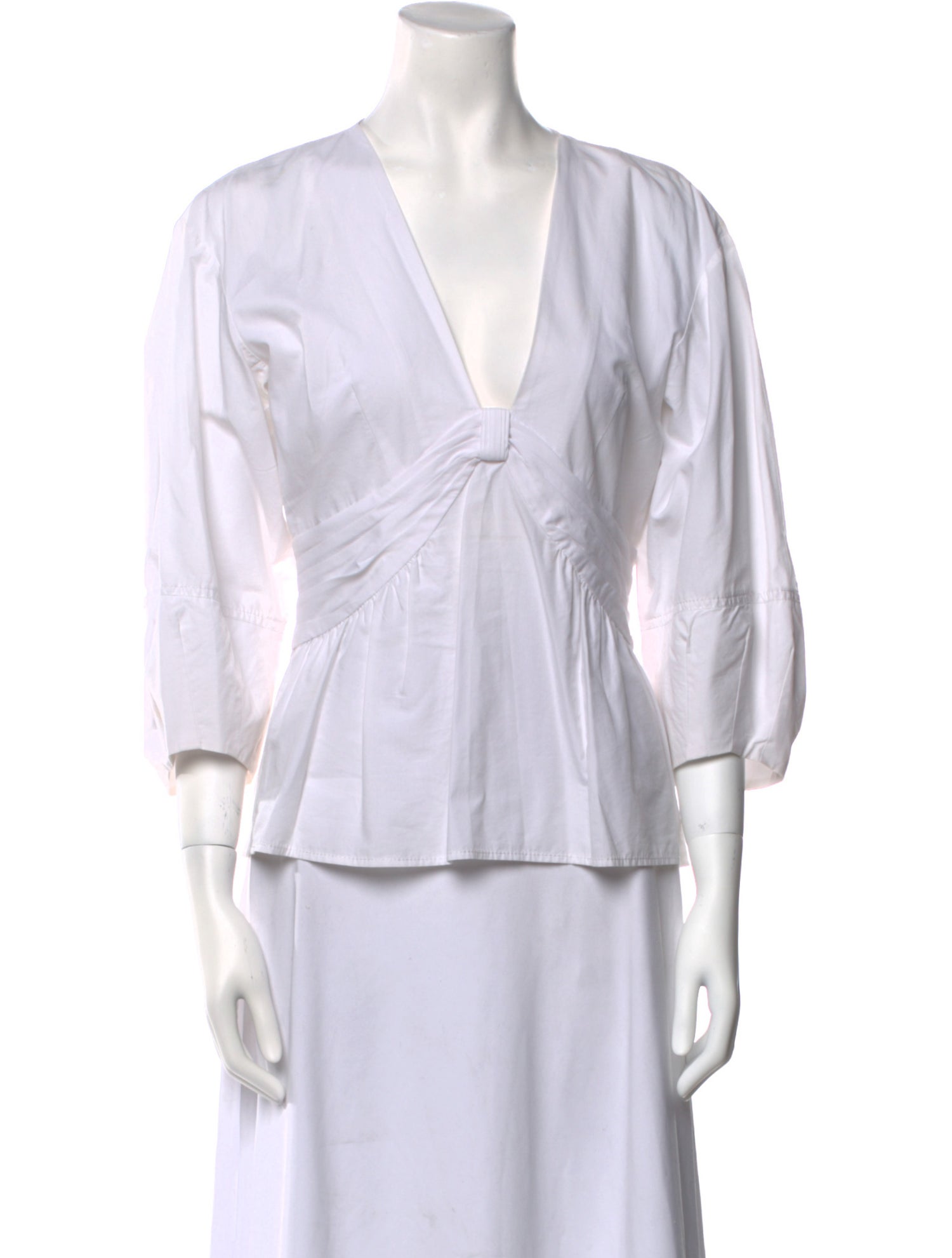 Derek Lam 10 Crosby V-Neck Three-Quarter Sleeve Blouse