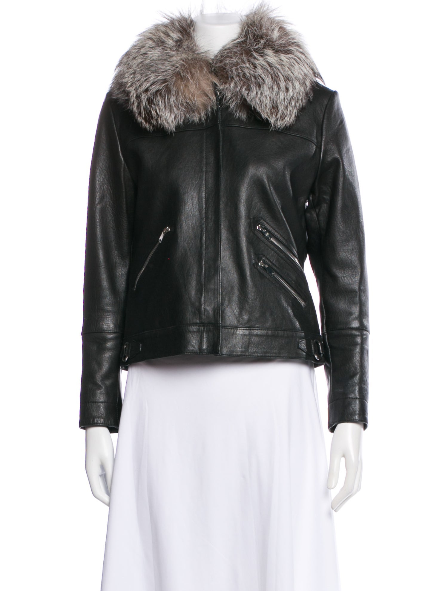 Derek Lam 10 Crosby Leather Fur Jacket