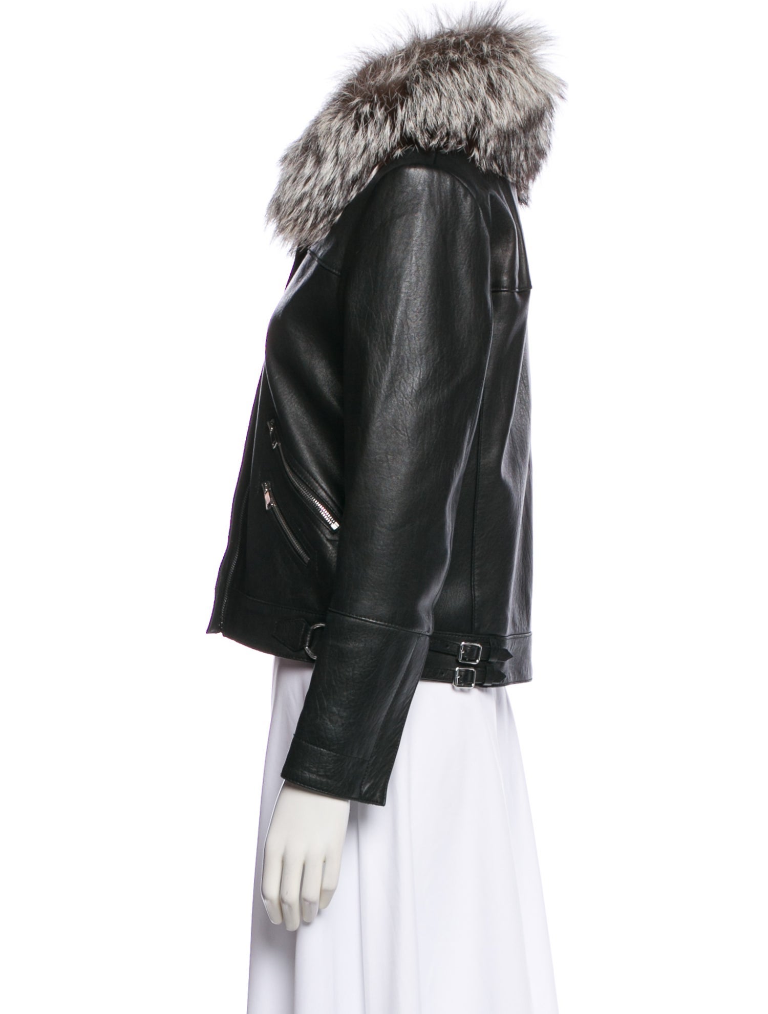 Derek Lam 10 Crosby Leather Fur Jacket