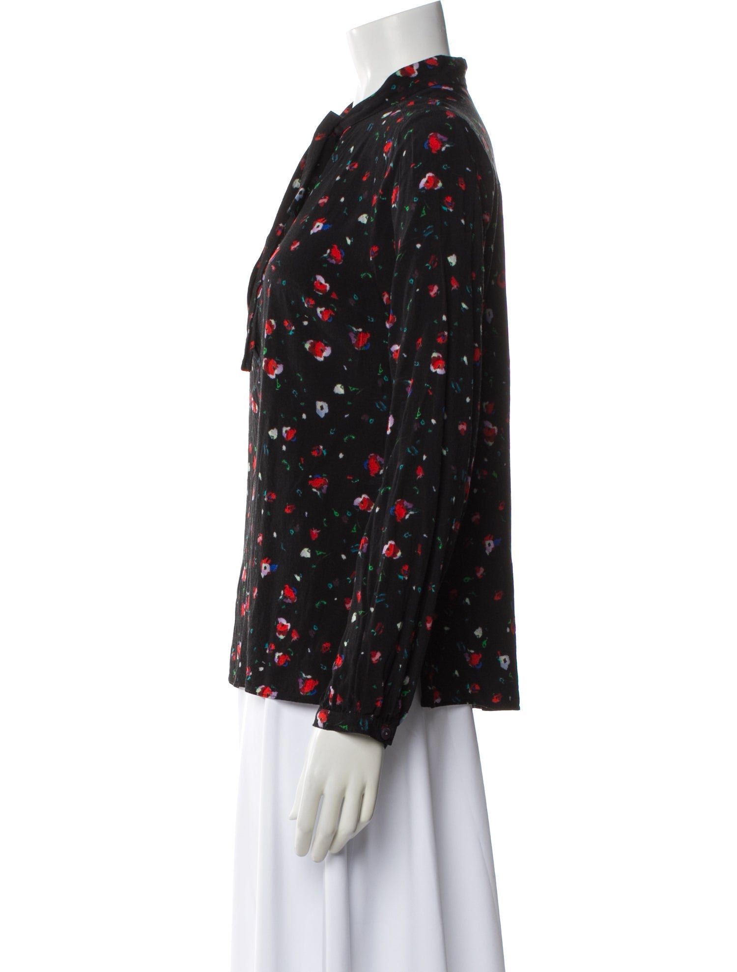 Derek Lam 10 Crosby Floral Print Tie Neck Blouse