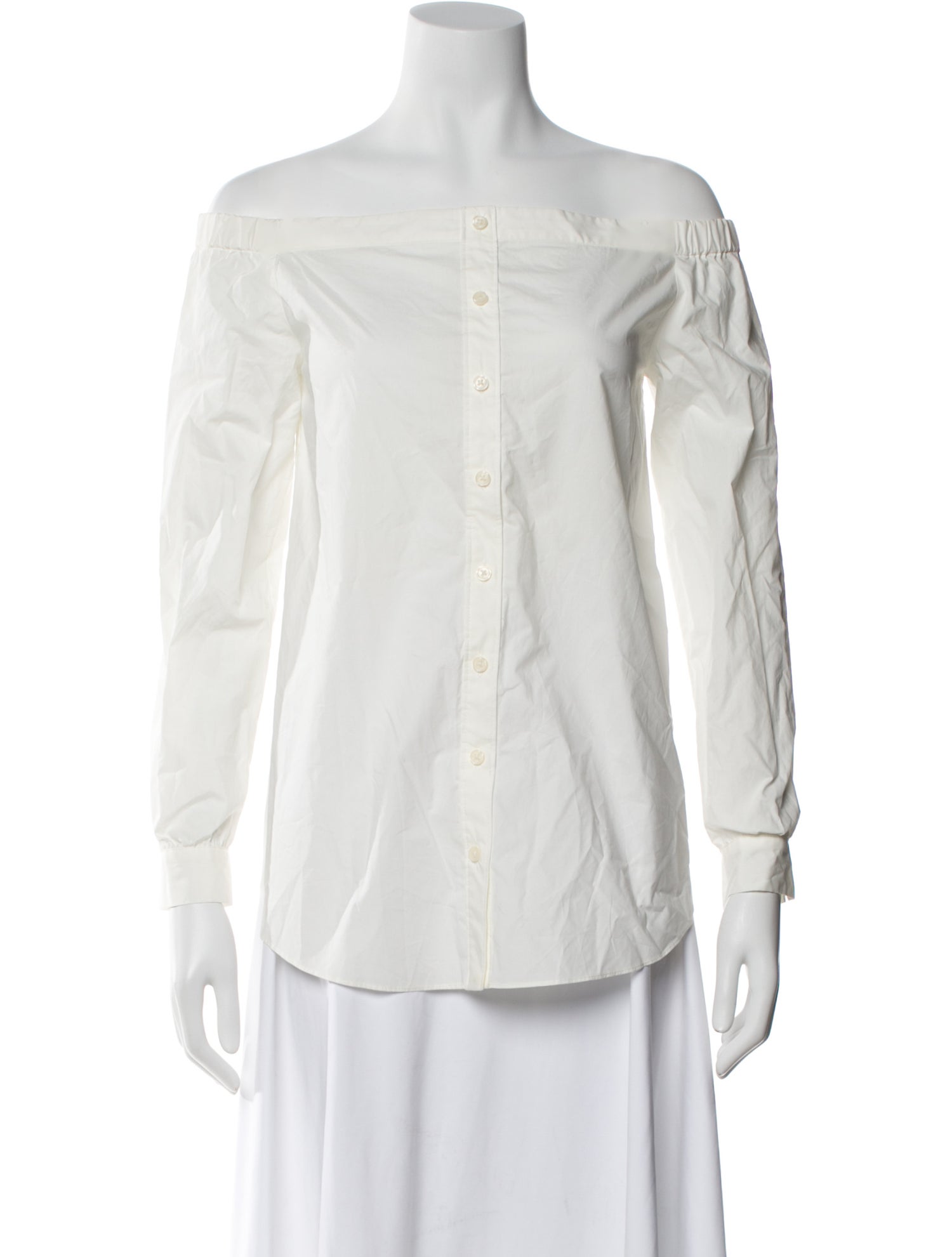Derek Lam 10 Crosby Off-The-Shoulder Long Sleeve Button-Up Top w/ Tags