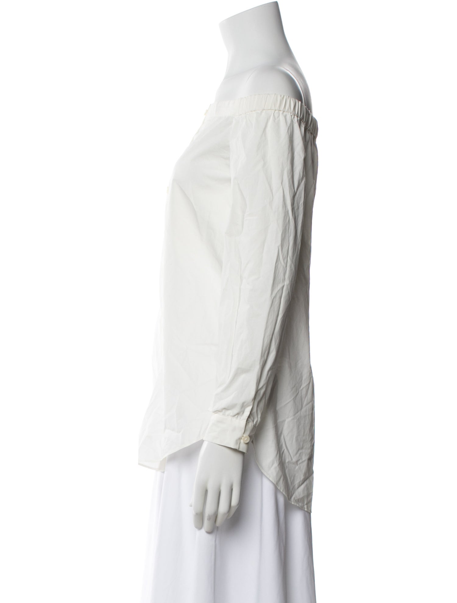 Derek Lam 10 Crosby Off-The-Shoulder Long Sleeve Button-Up Top w/ Tags