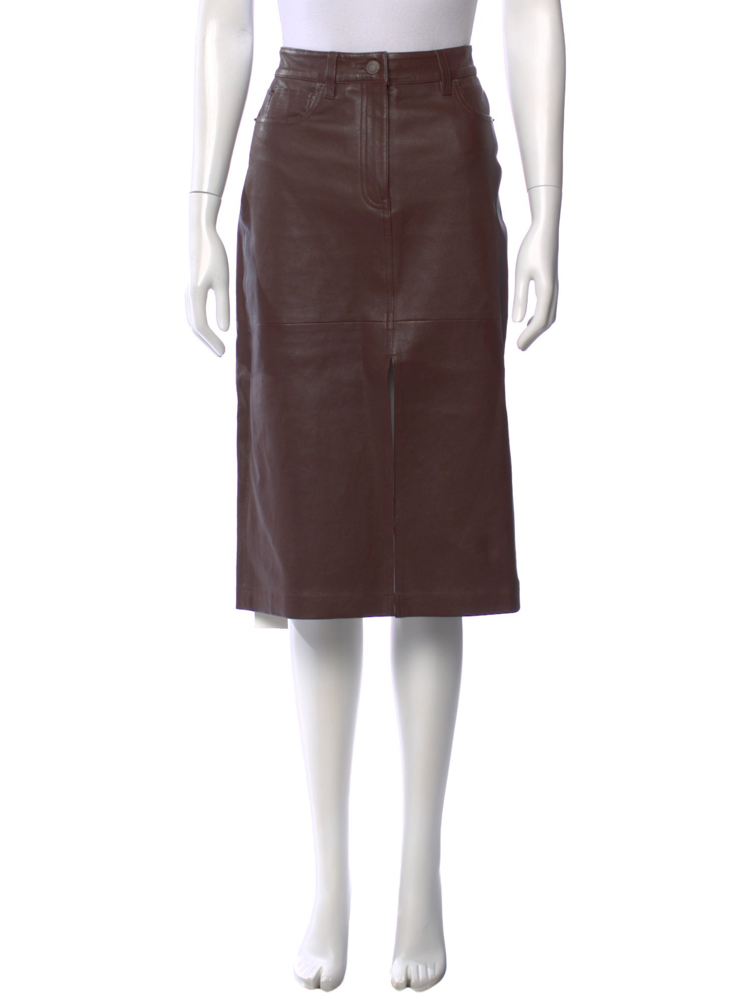 Derek Lam 10 Crosby Lamb Leather Knee-Length Skirt