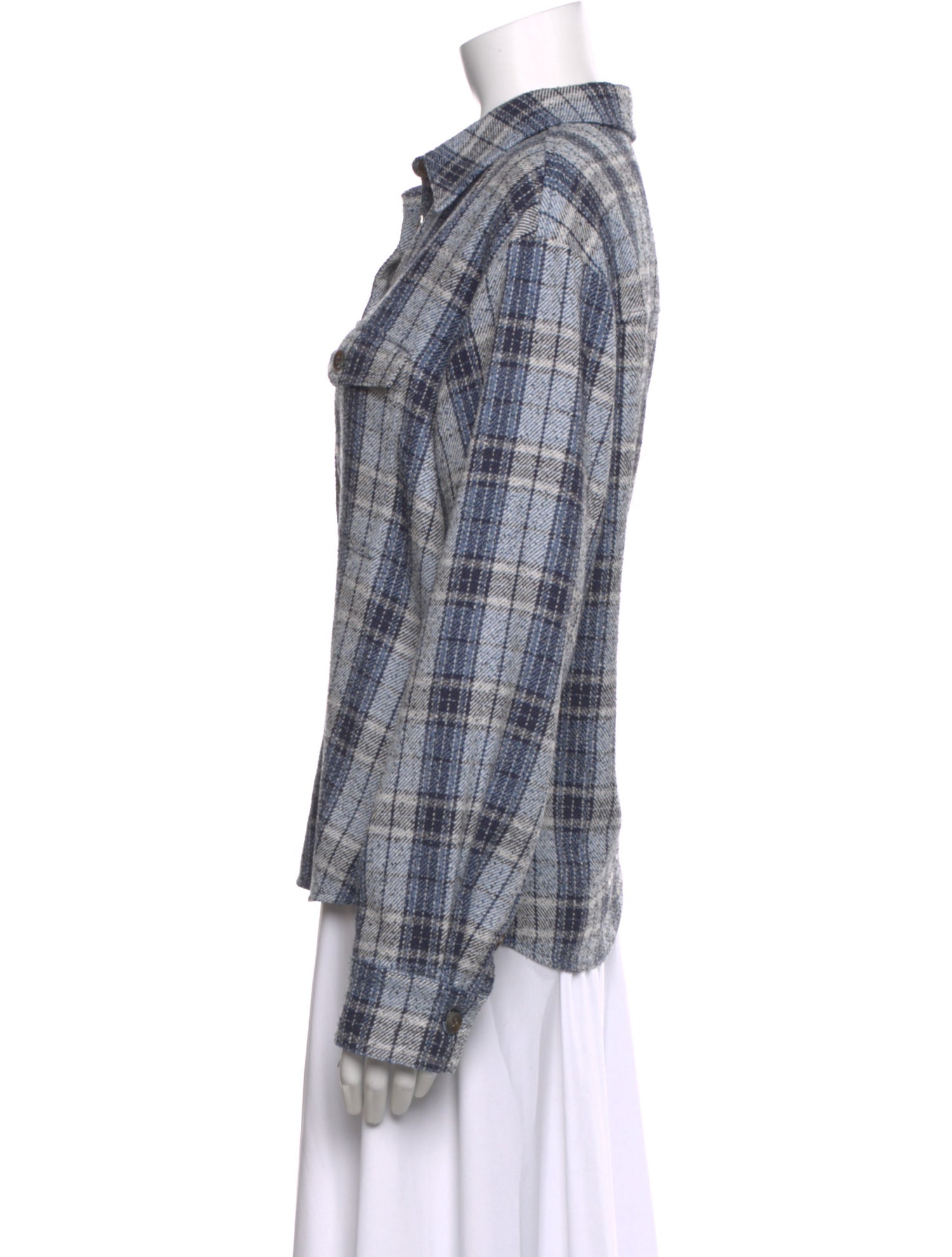 Derek Lam 10 Crosby Plaid Print Long Sleeve Top