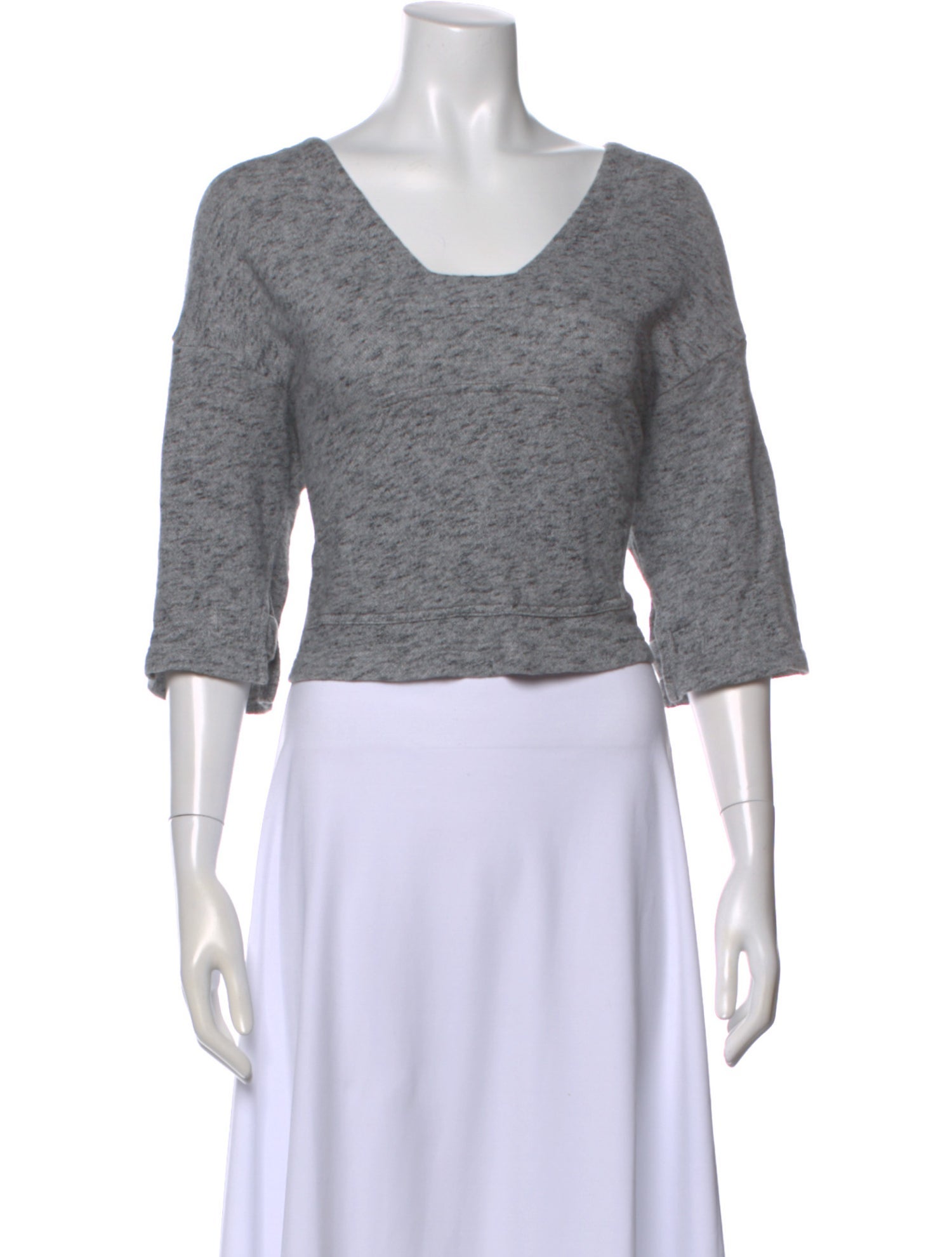 Derek Lam 10 Crosby Square Neckline Three-Quarter Sleeve Top