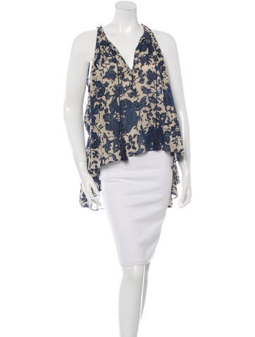 Derek Lam 10 Crosby Floral Print High-Low Top w/ Tags