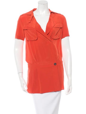 Derek Lam 10 Crosby Silk Pleated Top