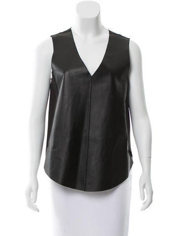 Derek Lam 10 Crosby Leather-Paneled Sleeveless Top w/ Tags