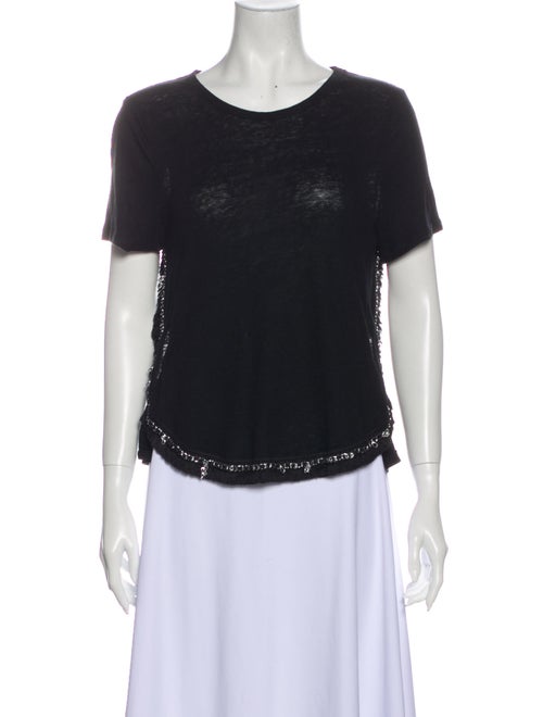 Derek Lam 10 Crosby Linen Scoop Neck T-Shirt Black