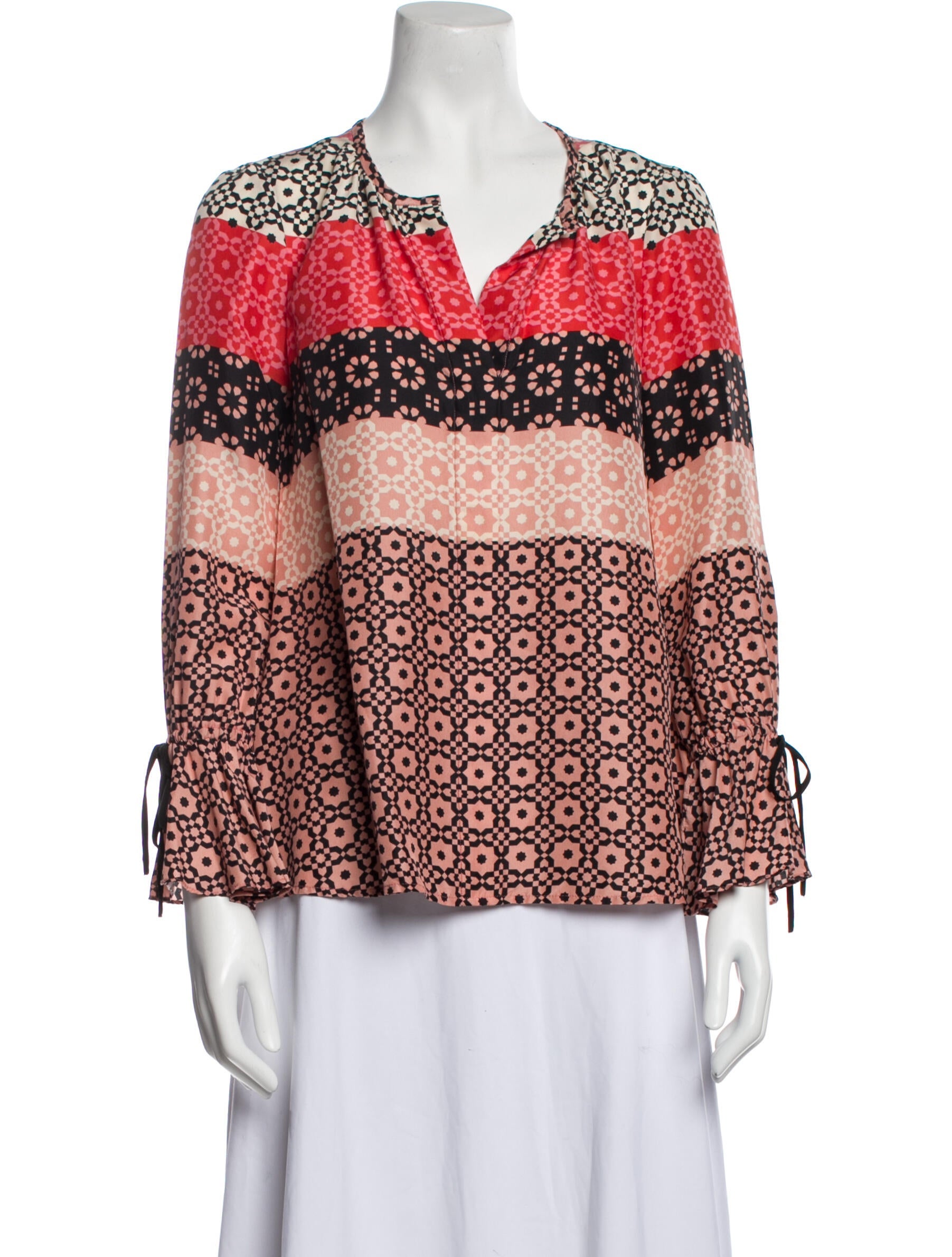 Derek Lam 10 Crosby Printed V-Neck Blouse