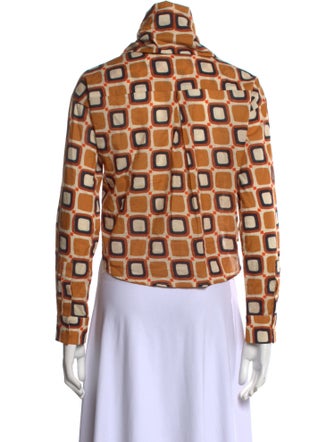 De Loreta Printed Mock Neck Button-Up Top