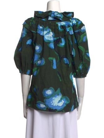 De Loreta Floral Print Crew Neck Blouse