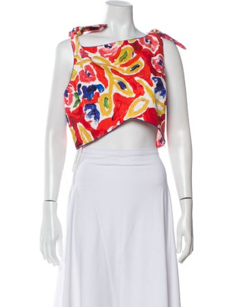 De Loreta Printed Asymmetrical Crop Top