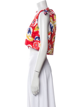 De Loreta Printed Asymmetrical Crop Top