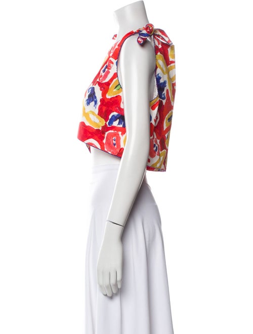 De Loreta Printed Asymmetrical Crop Top