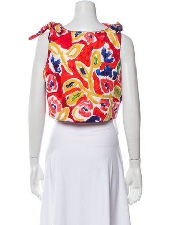 De Loreta Printed Asymmetrical Crop Top