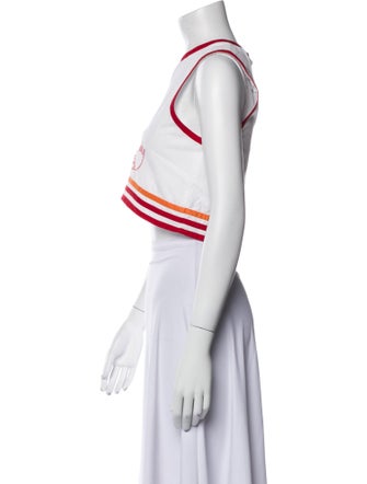 De Loreta Graphic Print Crew Neck Crop Top