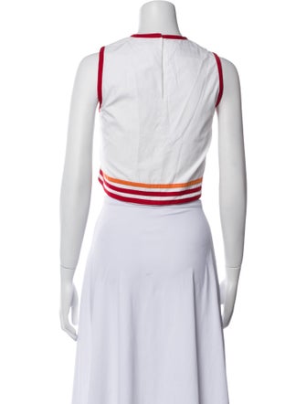 De Loreta Graphic Print Crew Neck Crop Top