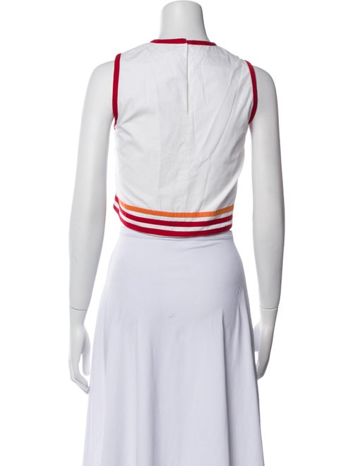 De Loreta Graphic Print Crew Neck Crop Top