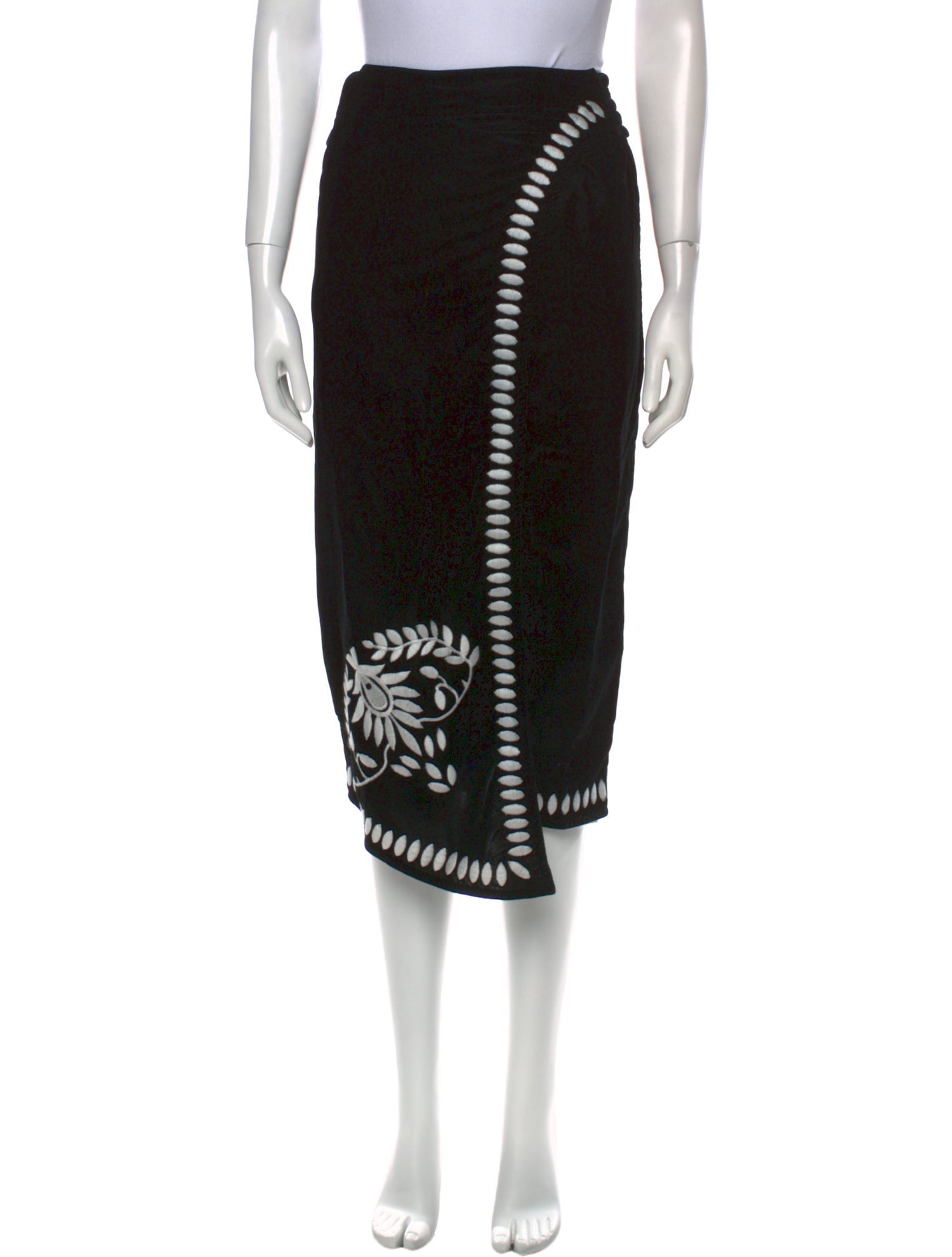 DYLANLEX Embroidered Accent Midi Length Skirt