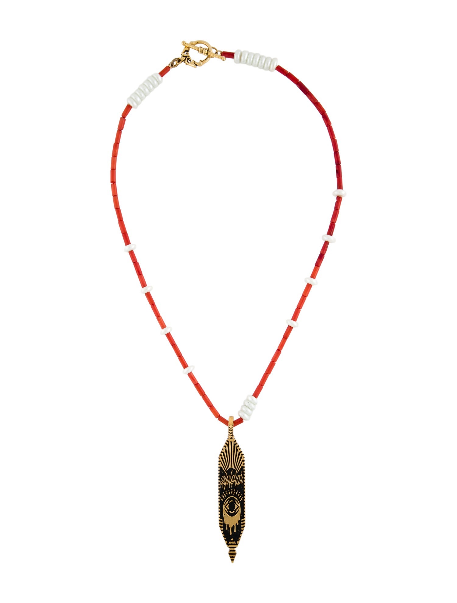 DYLANLEX Faux Pearl & Bead Pendant Necklace