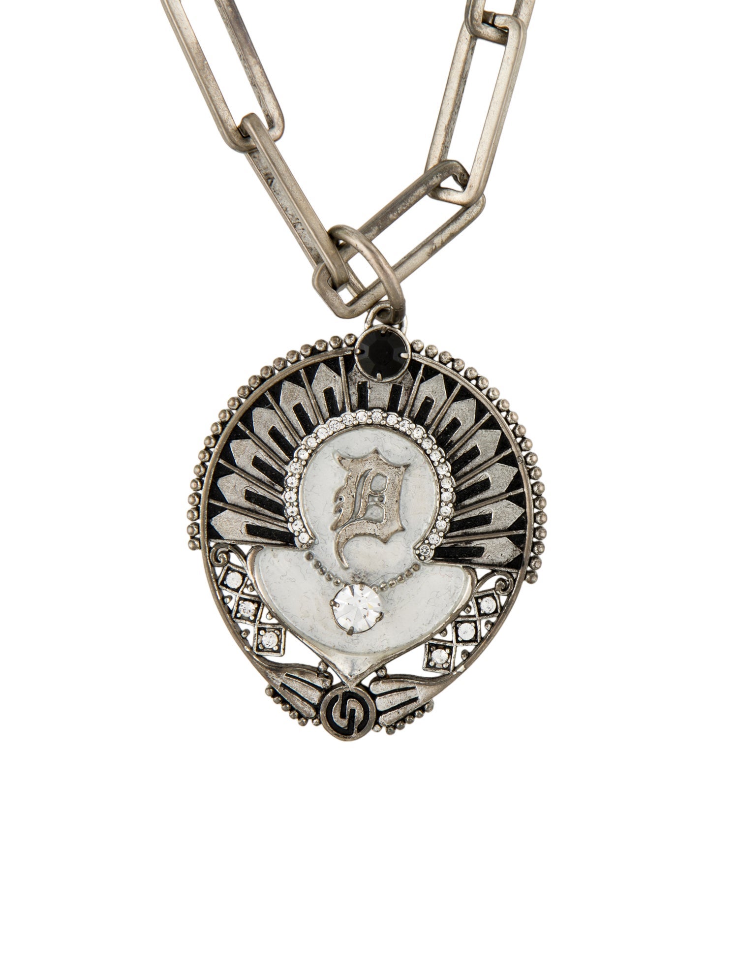 DYLANLEX Crystal & Enamel "D" Pendant Necklace