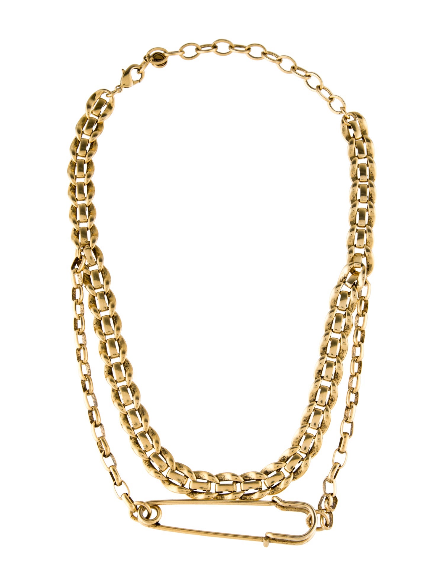 DYLANLEX Safety Pin Double Strand Pendant Necklace