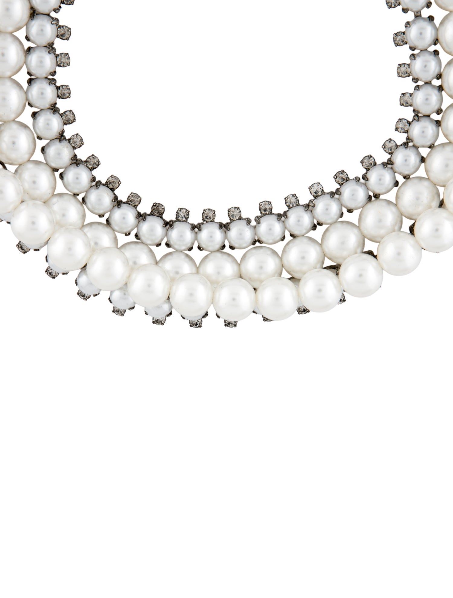 DYLANLEX Faux Pearl & Crystal Multistrand Choker Necklace
