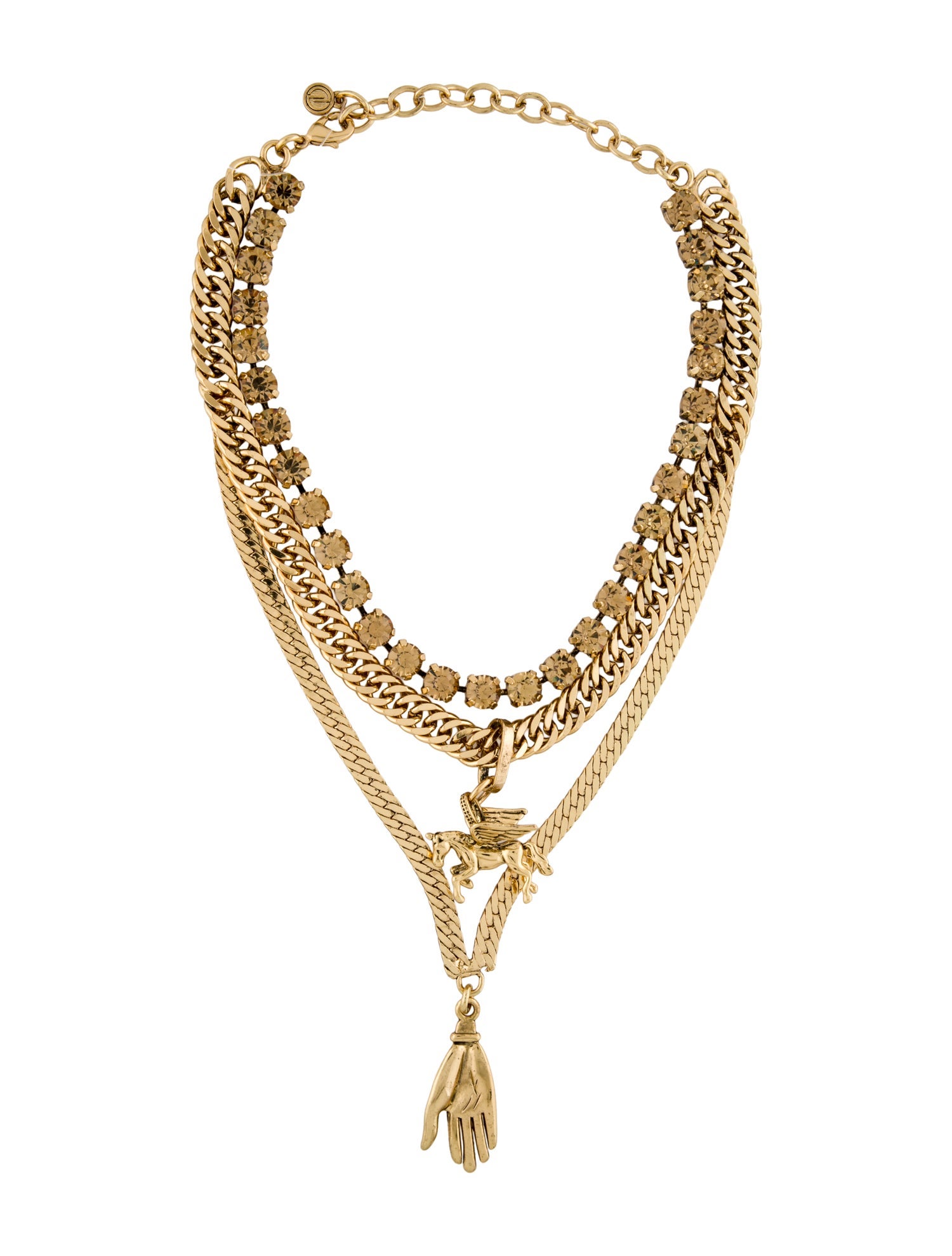 DYLANLEX Crystal Gilded Phoenix Multistrand Choker Necklace