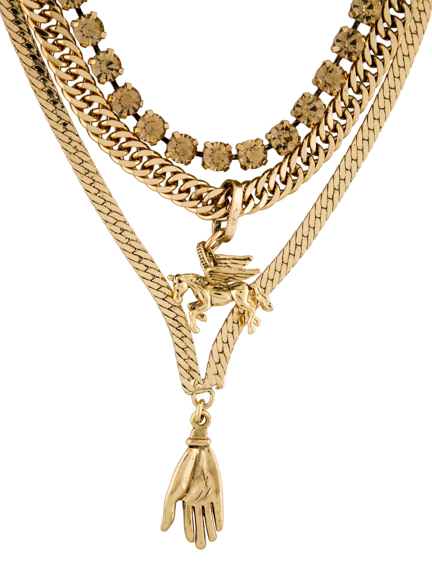 DYLANLEX Crystal Gilded Phoenix Multistrand Choker Necklace