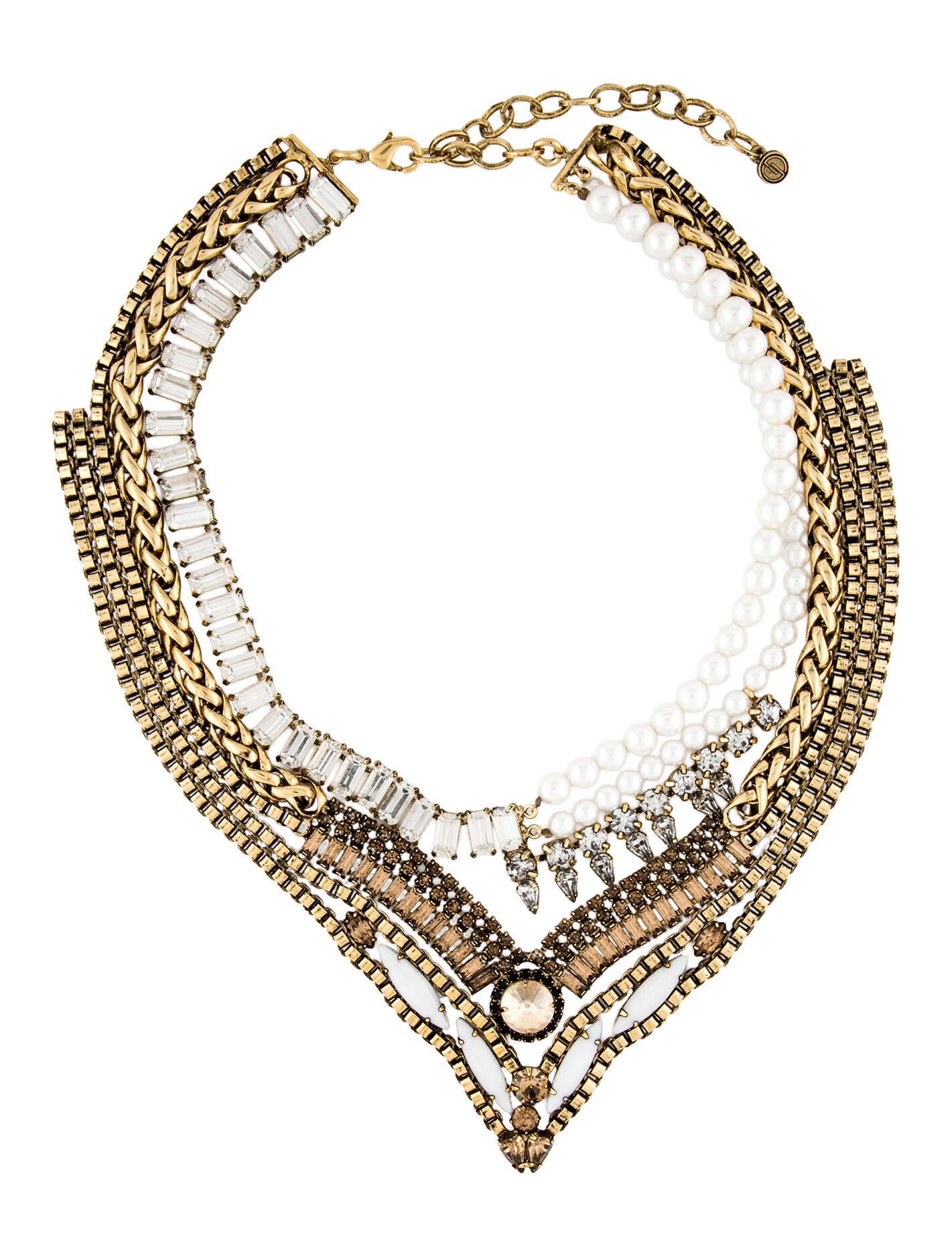 DYLANLEX Crystal & Faux Pearl Stella Multistrand Collar Necklace