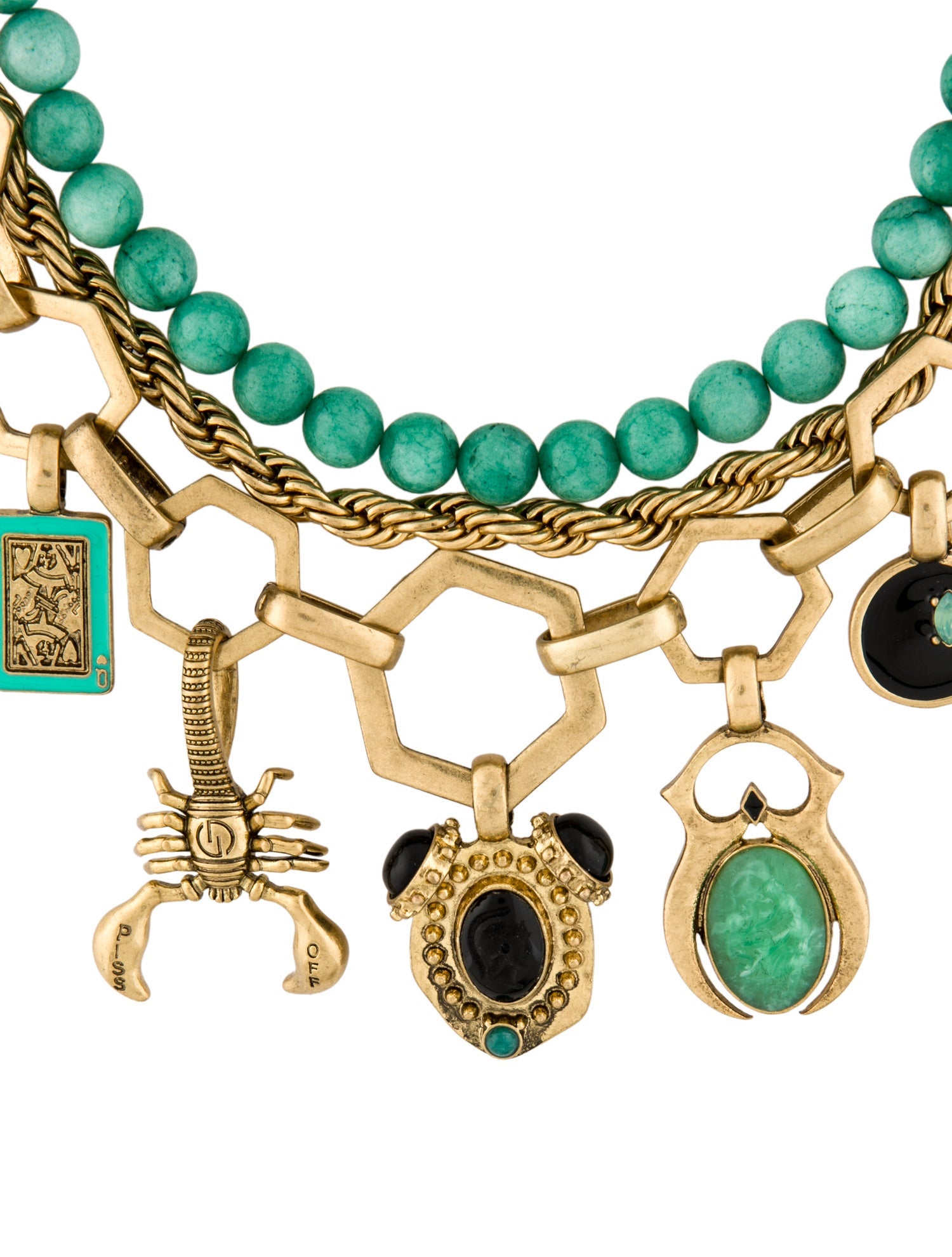 DYLANLEX Green Stone & Enamel Ezra Necklace