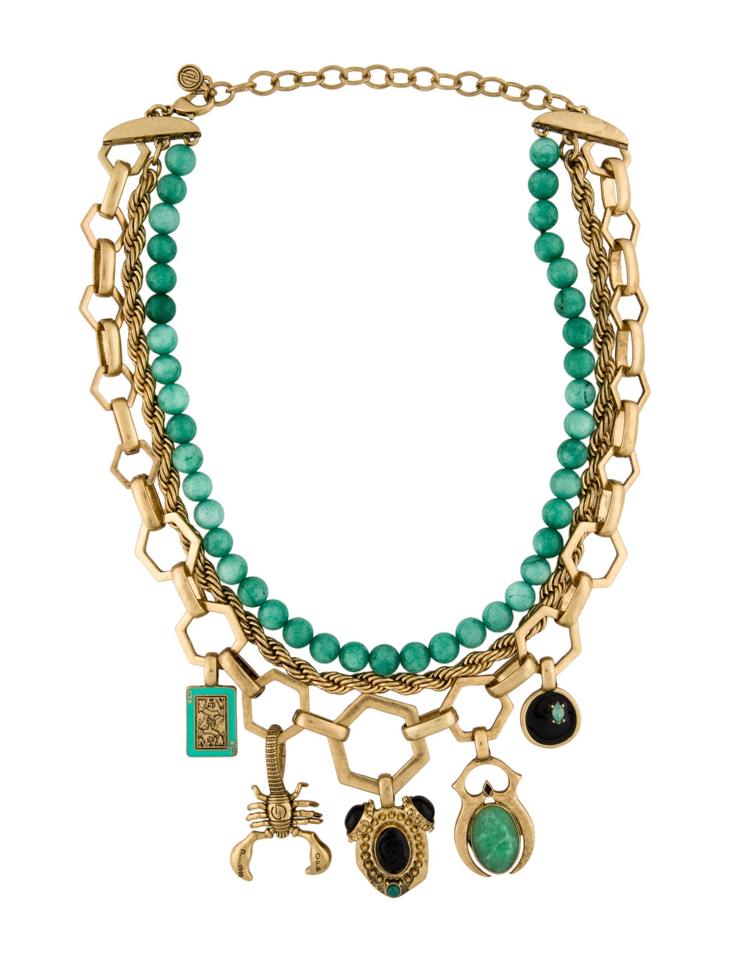 DYLANLEX Green Stone & Enamel Ezra Necklace